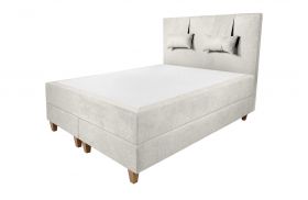 Pat matrimonial, Stockholm, Classic E, 180x200 cm, saltea tip Pocket, topper memory, Bej