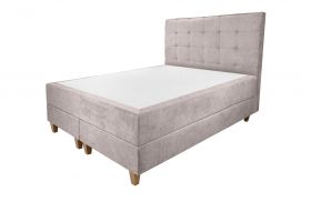 Pat matrimonial, Stockholm, Dots E, 180x200 cm, saltea tip Pocket, topper memory, Taupe