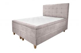 Pat matrimonial, Stockholm, Dots E, 180x200 cm, saltea tip Pocket, topper memory, Taupe