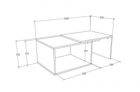 Masuta Cafea Orli, Alb/Antracit, 100 x 50 x 35 cm