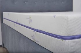Saltea cu memorie Somnexpert Lavanda 180x200, înălțime 16 cm, ortopedică, husă tratată cu lavandă, lavabilă, cu fermoar, rulată, fermitate medie