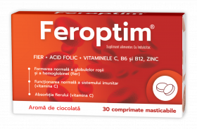 Feroptim cu aroma de ciocolata, 30 comprimate masticabile, Zdrovit