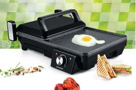 Grill electric cu 2 placi, Heinner, 2000 W, negru