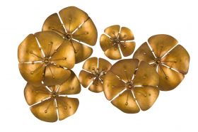 Decoratiune de perete, Flower Goldy, Mauro Ferretti, 80x57 cm, fier, auriu