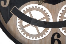 Ceas de perete Gear, Mauro Ferretti, Ø 67 cm, fier, negru/maro