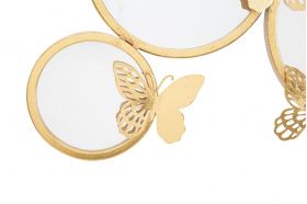 Decoratiune de perete Butterflies Mirror, Mauro Ferretti, 89.5x45.5 cm, fier, auriu