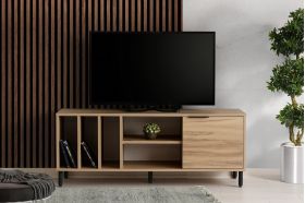 Comoda TV, Kalune Design, Bodegas, 140 x 55 x 40 cm, pal melaminat, stejar