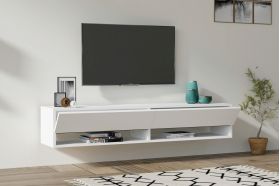 Comoda TV, Asse Home, Arges , 141x31x30 cm, Alb