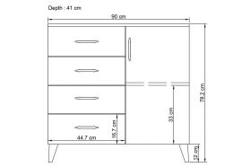 Dulap, Glenevis, Lavinia 005, 90x78x45 cm, Antracit