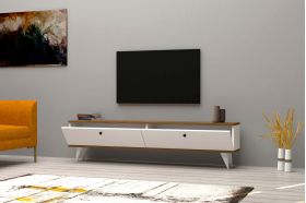 Comoda TV, Puqa Design, Paris, 160x35x25 cm, PAL, Alb/nuc