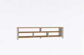 Comoda TV, Puqa Design, Velma, 140x35x30 cm, PAL, Safir / Alb