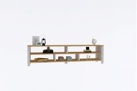 Comoda TV, Puqa Design, Velma, 140x35x30 cm, PAL, Safir / Alb