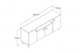 Consola, Tanmob, KSL0201, 180x79.3x44.5 cm, PAL , Alb