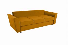 Canapea extensibila Ferrara, 232x97x75 cm, cu lada de depozitare, Mustard