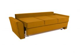 Canapea extensibila Ferrara, 232x97x75 cm, cu lada de depozitare, Mustard