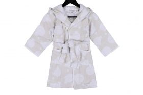 Halat de baie pentru copii, Irya Home, Bear, Bumbac, Bej/Alb