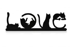 Decoratiune luminoasa LED, Cat Love, MDF, 60 LED-uri, Roz