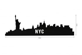 Decoratiune luminoasa LED, NYC Skyline, MDF, 60 LED-uri, Albastru