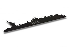 Decoratiune luminoasa LED, NYC Skyline, MDF, 60 LED-uri, Rosu