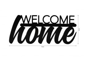 Decoratiune luminoasa LED, Welcome Home, MDF, 60 LED-uri, Galben