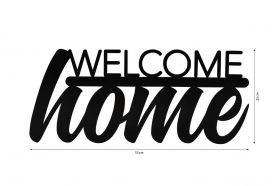 Decoratiune luminoasa LED, Welcome Home, MDF, 60 LED-uri, Rosu