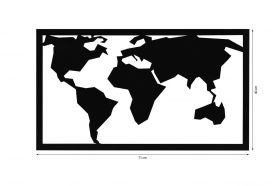 Decoratiune luminoasa LED, World Map 2, MDF, 60 LED-uri, Albastru