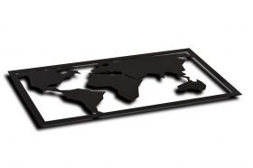 Decoratiune luminoasa LED, World Map 2, MDF, 60 LED-uri, Albastru