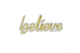 Decoratiune luminoasa LED, Believe, Benzi flexibile de neon, DC 12 V, Galben