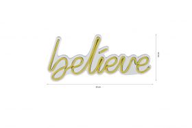 Decoratiune luminoasa LED, Believe, Benzi flexibile de neon, DC 12 V, Galben