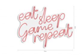 Decoratiune luminoasa LED, eat sleep game repeat, Benzi flexibile de neon, DC 12 V, Roz