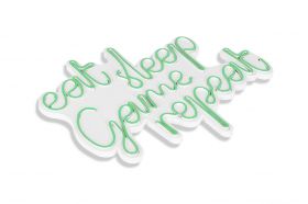 Decoratiune luminoasa LED, eat sleep game repeat, Benzi flexibile de neon, DC 12 V, Verde