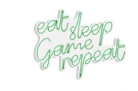 Decoratiune luminoasa LED, eat sleep game repeat, Benzi flexibile de neon, DC 12 V, Verde