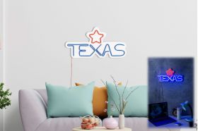 Decoratiune luminoasa LED, Texas Lone Star Red, Benzi flexibile de neon, DC 12 V, Rosu albastru