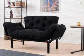 Canapea extensibilă cu 2 locuri, Futon, 859FTN1215, Metal, Negru