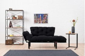 Canapea extensibilă cu 2 locuri, Futon, 859FTN1215, Metal, Negru