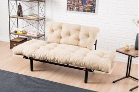 Canapea extensibilă cu 2 locuri, Futon, 859FTN1216, Metal, Crem