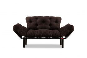 Canapea extensibilă cu 2 locuri, Futon, 859FTN1217, Metal, Maro