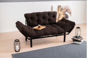 Canapea extensibilă cu 2 locuri, Futon, 859FTN1217, Metal, Maro