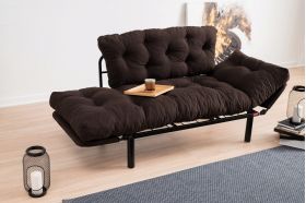 Canapea extensibilă cu 2 locuri, Futon, 859FTN1217, Metal, Maro