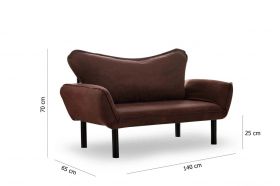 Canapea extensibilă cu 2 locuri, Futon, 859FTN1227, Metal, Maro