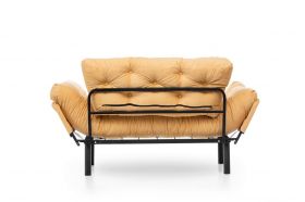 Canapea extensibilă cu 2 locuri, Futon, 859FTN1245, Metal, Galben mustar