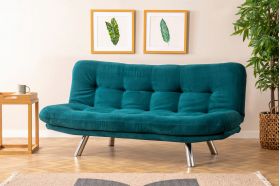 Canapea extensibila cu 3 locuri, Futon, 859FTN2803, Metal, Verde petrol