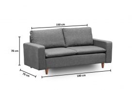 Canapea 2 locuri, Futon, 859FTN1277, Metal, Gri inchis