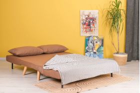 Canapea extensibilă cu 2 locuri, Futon, 859FTN2715, Metal , Maro