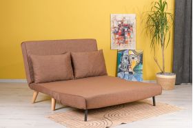 Canapea extensibilă cu 2 locuri, Futon, 859FTN2715, Metal , Maro