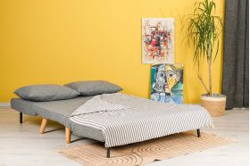 Canapea extensibilă cu 2 locuri, Futon, 859FTN2716, Metal , Gri deschis