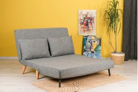 Canapea extensibilă cu 2 locuri, Futon, 859FTN2716, Metal , Gri deschis