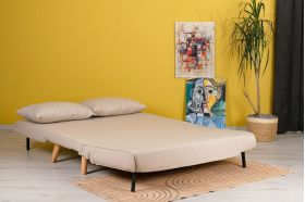 Canapea extensibilă cu 2 locuri, Futon, 859FTN2717, Metal , Crem