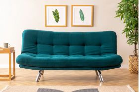 Canapea extensibila cu 3 locuri, Futon, 859FTN2803, Metal, Verde petrol