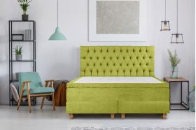 Pat matrimonial, Stockholm, Chester E, 180x200 cm, saltea tip Pocket, topper memory, Verde